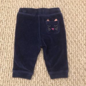 Baby Boden Navy Velour Cat Pants 3-6 Months